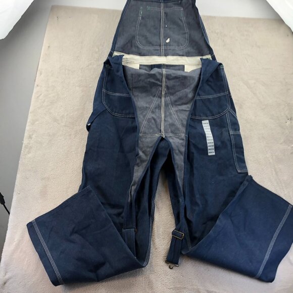 Big Ben Mens Denim Bib Overalls 38x32 Blue 100% Cotton Straight Leg Retro Y2K - Picture 14 of 14